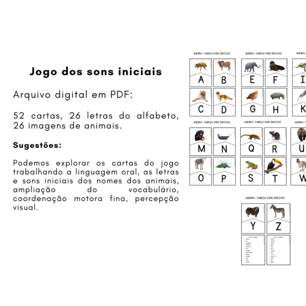 Jogo: Quebra-cabeça sons iniciais