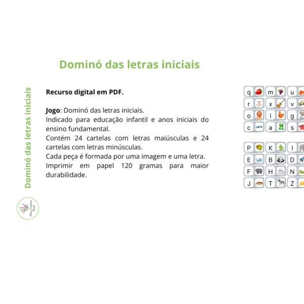 Jogo: Dominó das letras iniciais