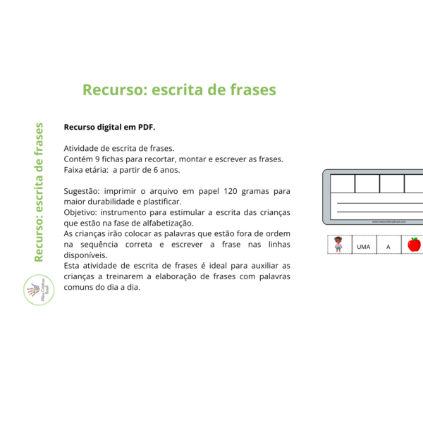 Recurso: atividade de escrita de frases