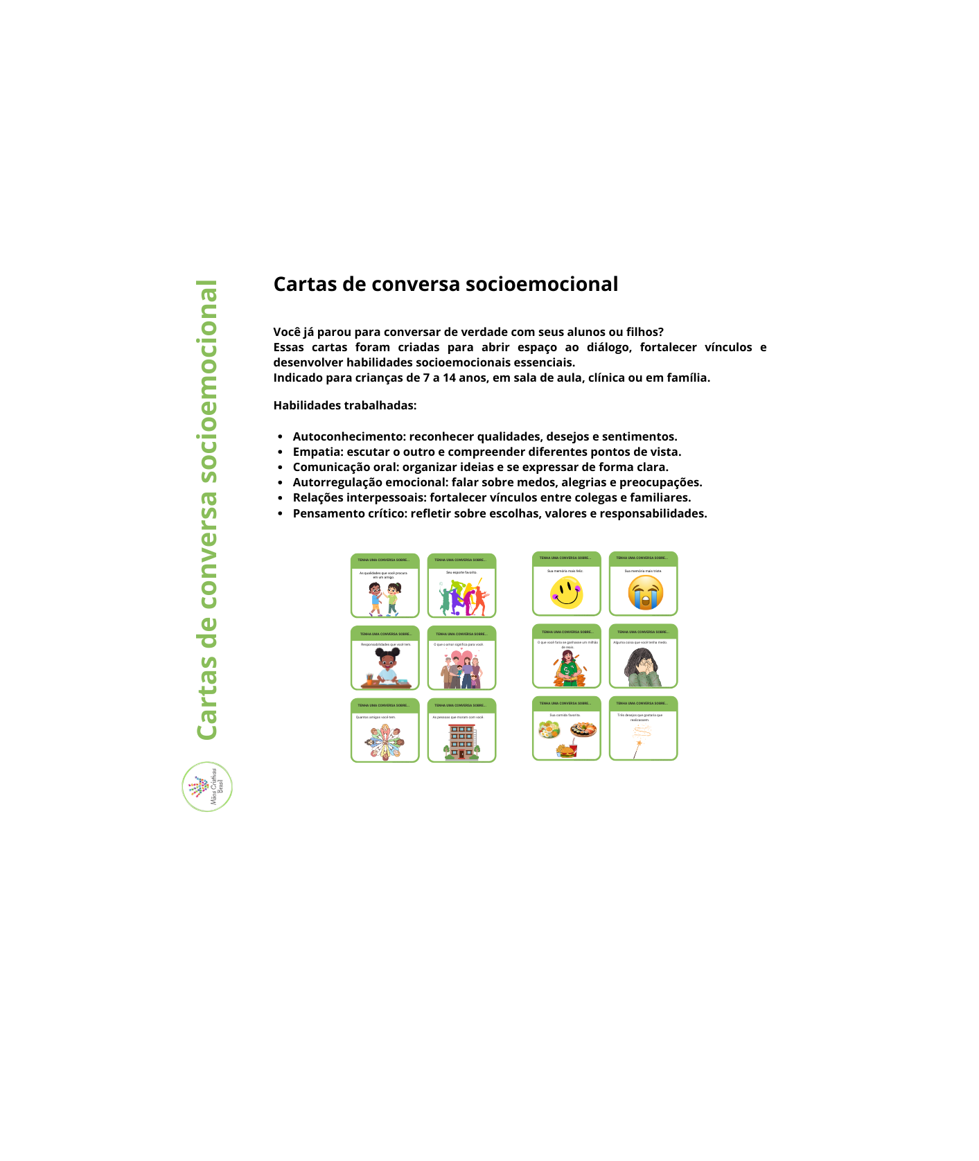 Jogo: Cartas de conversa socioemocional