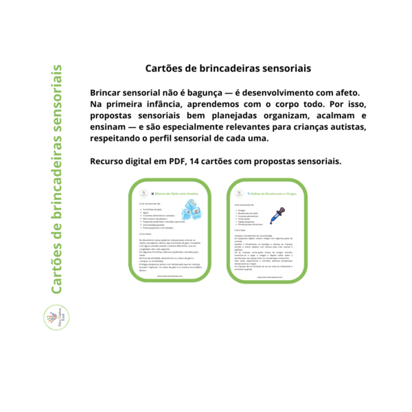 Cartões de brincadeiras sensoriais