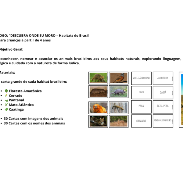 Jogo: descubra onde eu moro habitats do Brasil
