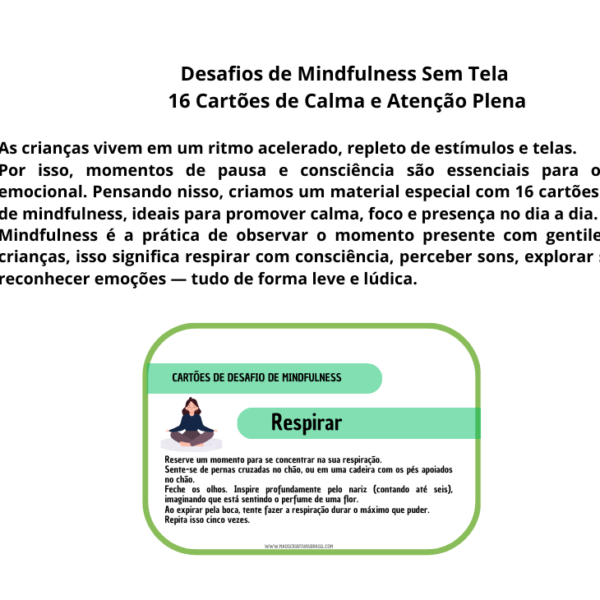 Jogo: cartões de desafios mindfulness