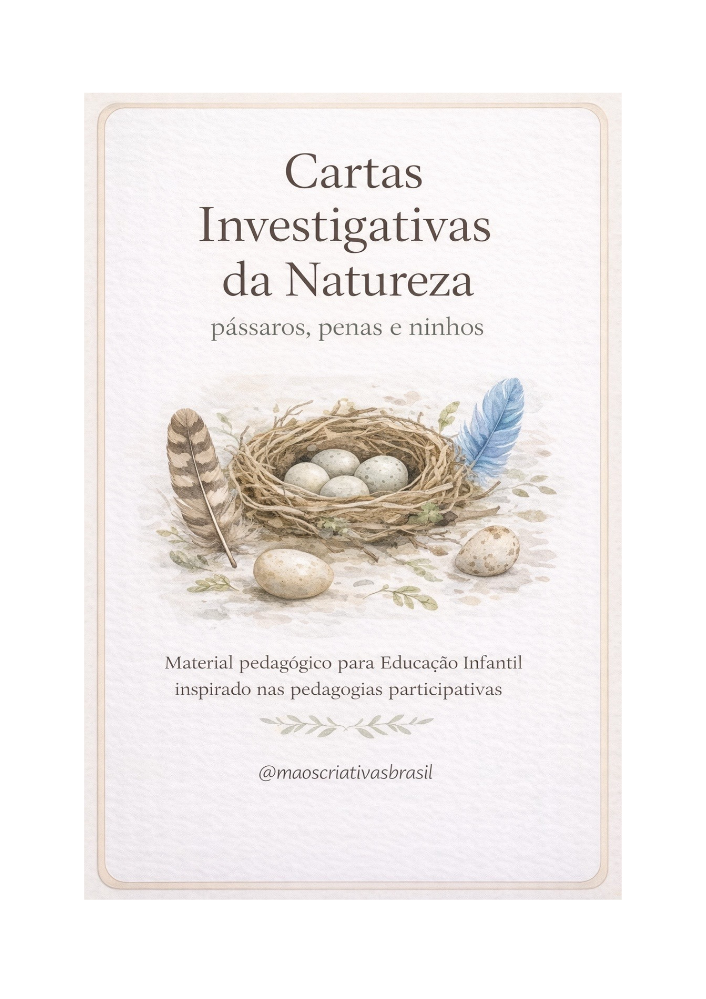 Cartas Investigativas da Natureza- pássaros, penas, ninhos. Guia pedagógico completo para educadoras.