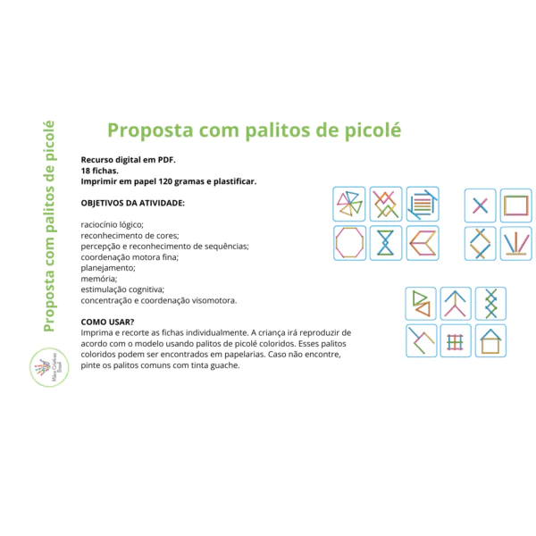 Jogo de pareamento com palitos