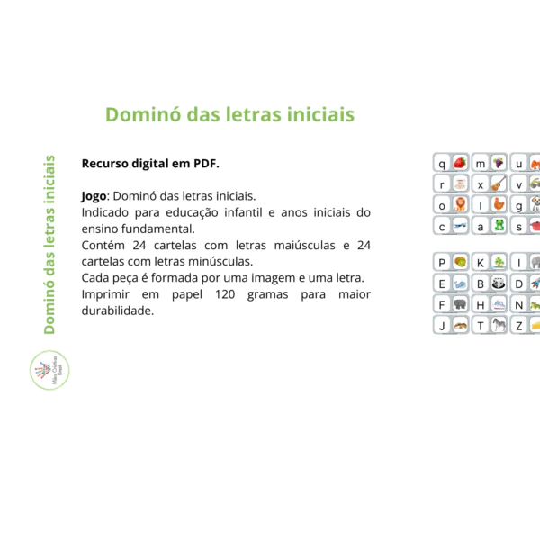 Jogo: Dominó das letras iniciais