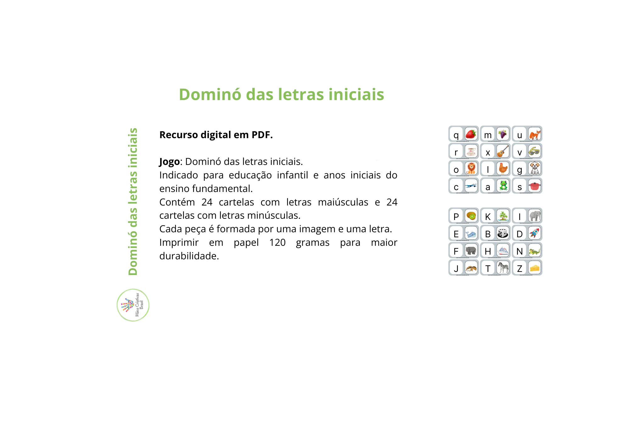 Jogo: Dominó das letras iniciais