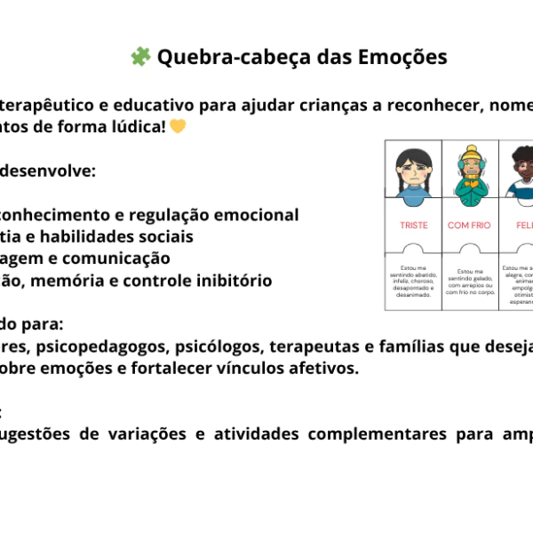 Jogo: Quebra- cabeça das emoções